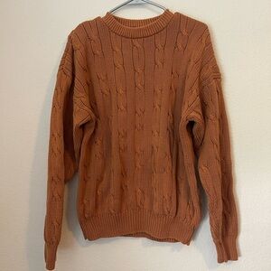 Cambridge Classic Brown Cable Knit Crewneck Sweater